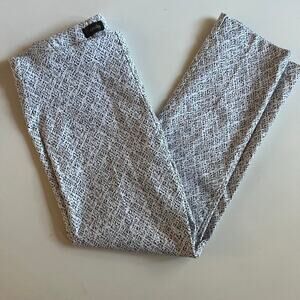 CROSBY. Dress Pants, Stretchy, White & Brown, Medium, Straight Leg